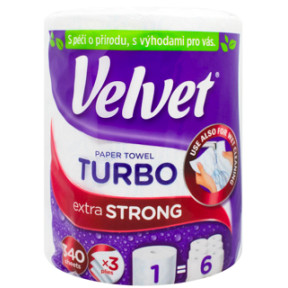 Паперові рушники Velvet Turbo тришарові 1 рулон 340 відривів